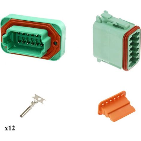Kit Connecteur DT15 series femelle 12 Voies PCB Vert