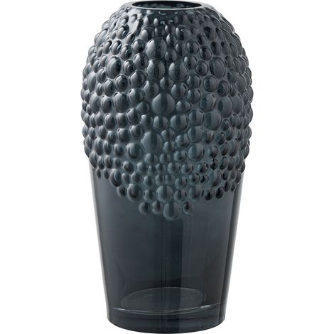 Vaso in vetro grigio scuro con texture a bolle ø14×25 cm