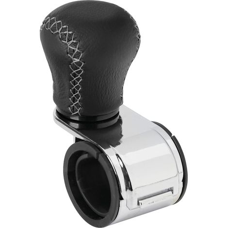 Revolve, pomello volante in pelle con cuciture silver, staffa cromata
