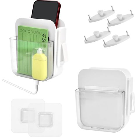 Lntyq Universelle Wandhalterungen, selbstklebende Fernbedienungsbox, wandmontierte Aufbewahrung für TV-Fernbedienungen, wandmontierter Fernbedienungshalter, wandmontierte Aufbewahrungsbox für Fernbedi (1/5)