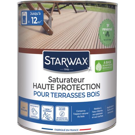 Saturateur Haute protection pour terrasses bois 1L Incolore STARWAX