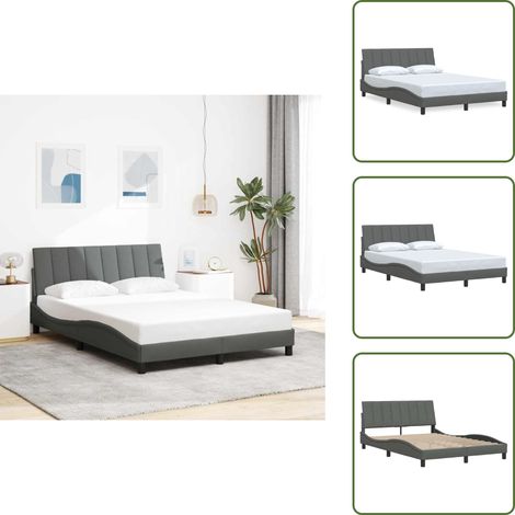 Bettgestell ohne Matratze Dunkelgrau 120x200 cm Stoff - Bettgestell - Bettgestelle - Bettrahmen - Bett (1/5)