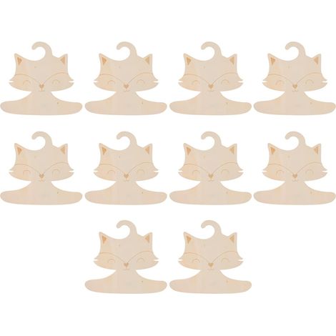 en Bois Motif Renard Cartoon Lot de 10 Matériau Composite Solide, Support Résistant pour Vêtements D'garçon et Filles pour Chambre Bébé et Tout-Petits (1/5)
