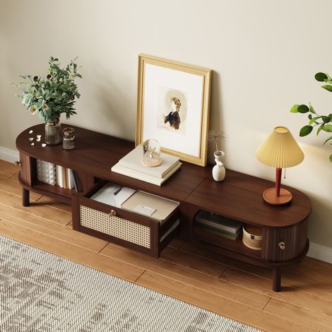 mobile tv 170 cm con cassetti rattan naturale legno OKMYHOME (1/5)
