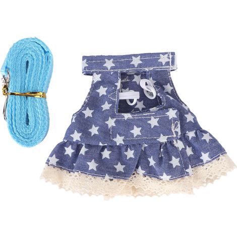 Harnais Pour Lapin En Coton Avec Motif Étoiles Réglable Pour Promenade Petit Animal Bleu Lot De 1 (1/5)