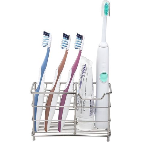 soporte para cepillos de dientes, acero inoxidable, 7 ranuras, resistente a la corrosión, para baño. (1/5)
