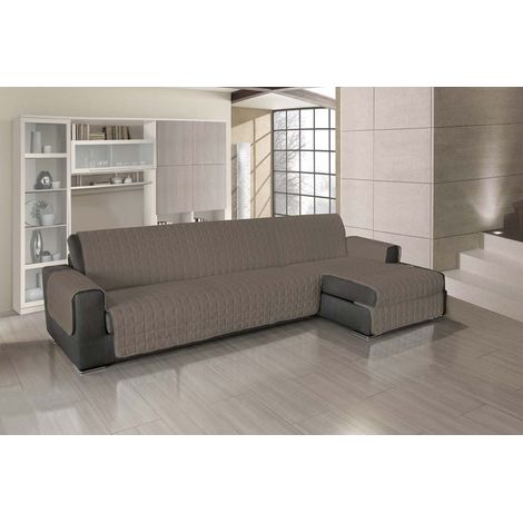 Copridivano Universale Con Penisola Trapuntato Made in Italy Antiscivolo Copri Seduta Protegge da Cani e Gatti Salva Divano Idrorepellente Tabacco - 280 cm