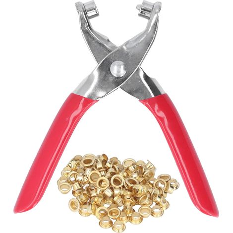 Ensemble de Pinces Perforatrices en Métal, Kit D'outils de Rivets à œillets Polyvalents, Ensemble de Pinces à œillets avec 100 Boutons de 4 Mm, pour Vêtements, Bricolage, Tissu (1/5)