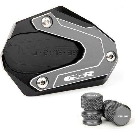 (1 jeu - Gris) Plaque d'extension de béquille latérale CNC pour moto, compatible avec SUZUKI GSR750 gsr750 GSR 750. (1/4)