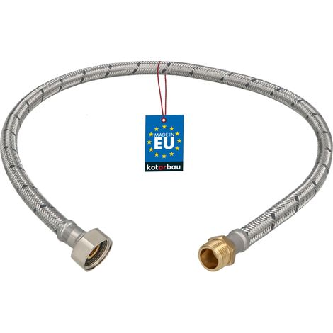 KOTARBAU® Flexible Robinet 1/2" x 3/8" - Flexible Eau - Tuyau Robinet 70 cm - Mâle x Femelle - Rallonge Robinet Cuisine Flexible - Acier Inoxydable - Tuyau Flexible Plomberie (1/4)
