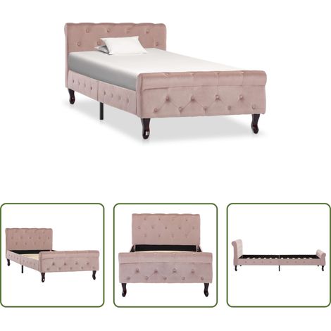 vidaXL Polsterbett - Bettgestell Rosa Samt 90x200 cm (1/5)