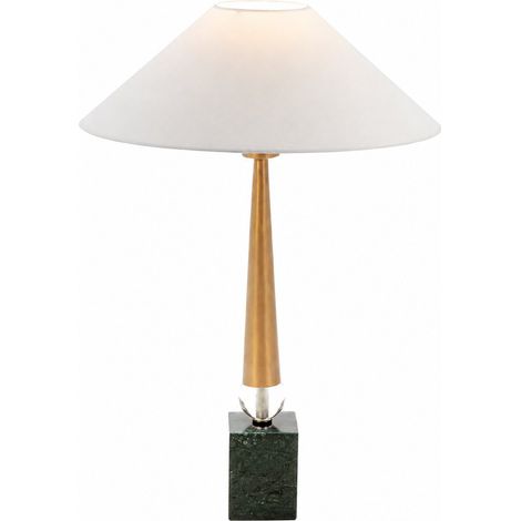 Lampe de table dorée au socle en pierre - doré antique, transparent et vert (1/3)