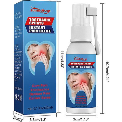 Spray anti-douleur dentaire instantané, 1/2 pièces, soulagement rapide des maux de dents, formule efficace, soin buccal, hygiène dentaire, apaisant, usage quotidien, petit format pratique.