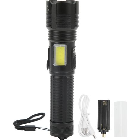 Lampe torche super lumineuse zoomable IPX4 étanche rechargeable USB avec lumière latérale COB pour camping randonnée (1/5)
