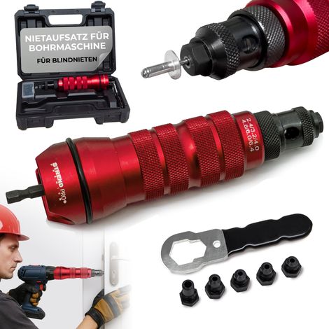 Aufsatz für Bohrmaschine Strend Pro Premium, 1/4", 2,4 - 6,4 mm Nietaufsatz, für Blindnieten, im Koffer (1/5)