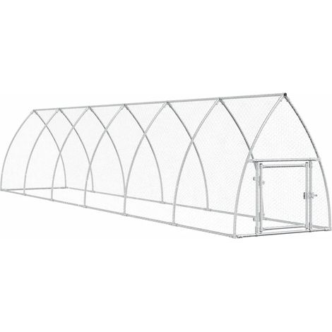 Hühnerkäfig silber 600x105x120 cm galvanisierter Stahl