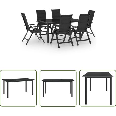 The Living Store Ensemble à manger de jardin 7 pcs aluminium anthracite - Salon De Jardin - Mobilier De Jardin - Set De Table Extérieur - Ensemble Salon De Jardin - Table Extensible (1/5)