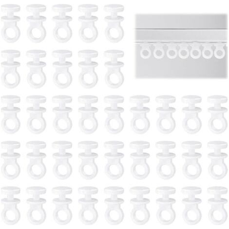 100 Pièces Crochet Rideau Rail Glisseurs pour Rail à Rideaux Plastique roulettes à Rideaux Blanc Tringle à Rideau Coulissant Crochet Forte Capacité de Charge Attache Rideaux Accessoires