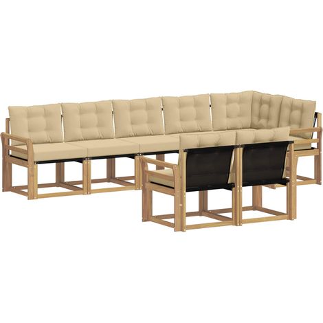 Outdoor-Sofagarnitur 8 stk. Weiß und Beige vidaXL (1/5)