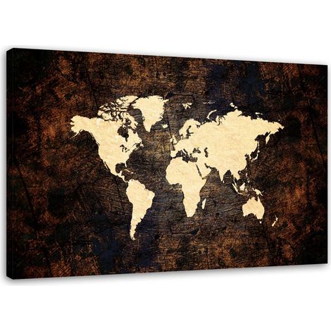 Quadro su tela, Mappa del mondo marrone - 60x40 (1/5)