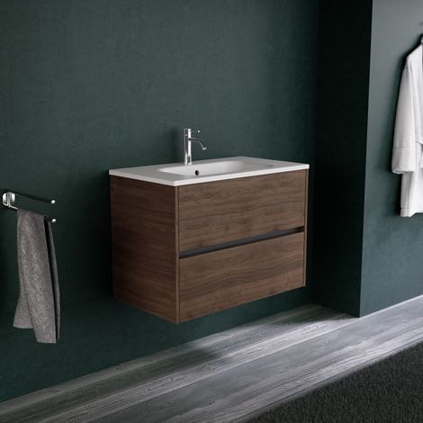 Inda - Meuble de salle de bain 2 tiroirs L.80 avec vasque mat / (1/5)