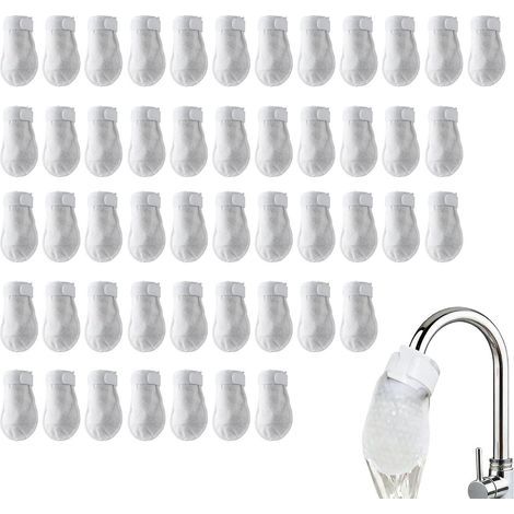 Packung mit 50 originalen Baumwoll-Wasserhahnfiltern für Küchenspülen, Antikalk-Sandfilter für Grundwasser, Grundwasserhahn, Küche, 8 x 4 cm (1/5)