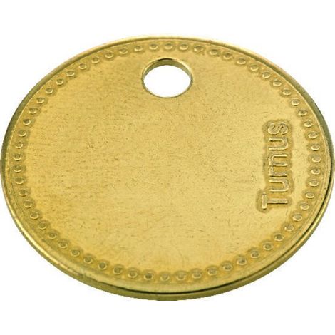Kukko Werkzeugmarke Messing, Durchmesser 27mm, gelocht, mit Perlrand