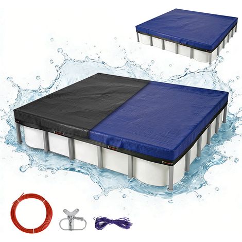 Jiubiaz Lona piscina rectangular 220×410 cm para piscina tubular 4×2 m, con ojales