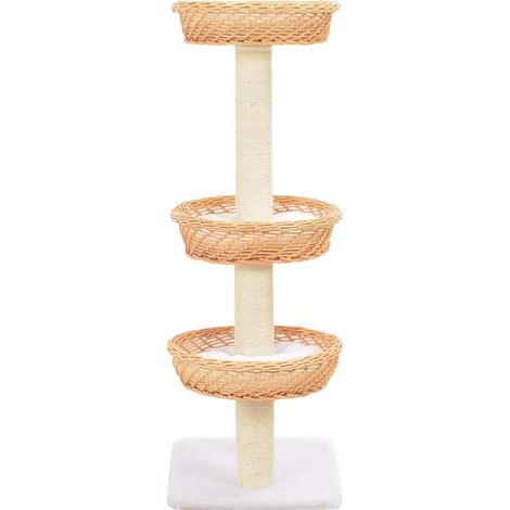 Maison Exclusive - Albero per Gatti con Tiragraffi in Legno di Salice Naturale (1/5)