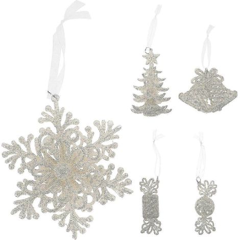 Lot de 5 décorations de Noël à suspendre soi-même - Décorations de fêtes 12x12x3cm pour la décoration intérieure et les loisirs créatifs (1/3)