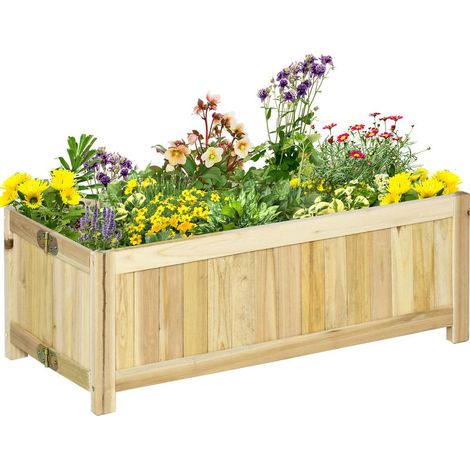 Jardinière pliante d'extérieur en bois avec fond drainant, 70 x 30 x 25 cm (1/5)
