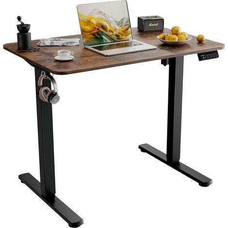 Schreibtisch höhenverstellbar elektrisch Spleißplatte Braun 90 x 60 cm (1/5)