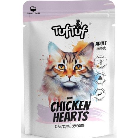 Tuf Tuf  Comida húmeda para gatos  Sobre de 100 g - Corazones de pollo 100 g