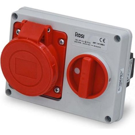 Presa interbloccata orizzontale con sezionatore, ad incasso, 380V, 5 poli, 16A, IP54 - Rosi 14.3414R6-I (1/2)
