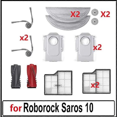 Filtre pour aspirateur brosse pour aspirateur Filtre de brosse pour aspirateur filtre de Roborock Saros 10 Accessoires Main Roller Side Brosse HEPA Filtre Serpillière Cloth Dust Bags Robot Aspirateur (1/5)