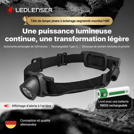 Lampe frontale LED rechargeable H8R étanche éclairage extérieur camping pêche bandeau latéral noir 180 g – Livraison gratuite (1/5)