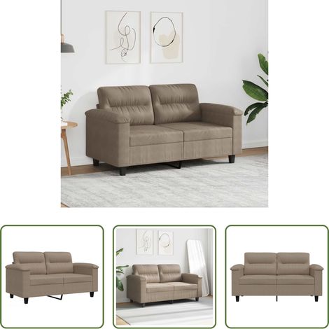 vidaXL Sofá de 2 plazas de tela microfibra gris taupe 120 cm (1/5)
