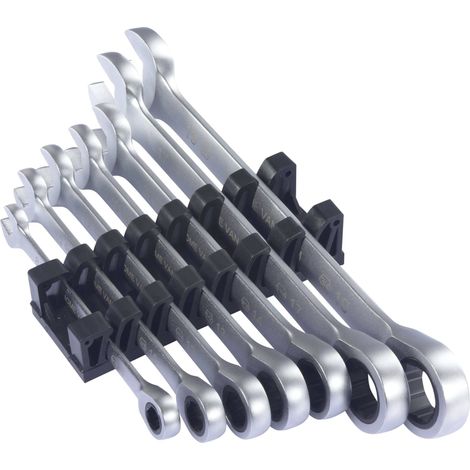 TOOLCRAFT TO-9626412 Jeu de clés à œil simples à cliquet 7 pièces Ouverture de clé (métrique) 8 - 19 mm (1/5)