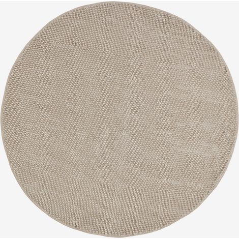 SKLUM Runder Teppich aus Baumwolle Rambin Beige Leinen Ø200 cm