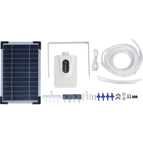 Pompe à air solaire réglable, grand débit, silencieuse, économie d'énergie, oxygénateur solaire pour aquarium et bassin à poissons (1/5)