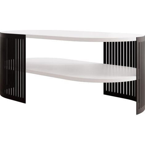 Mesa de centro Civer VI, Negro + Blanco, 40x50x100cm, Diámetro: 0, Aglomerado laminado, Ovalada