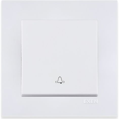 Bouton poussoir sonnette blanc 10A 250V avec cadre simple Série Karell EXEN (1/2)