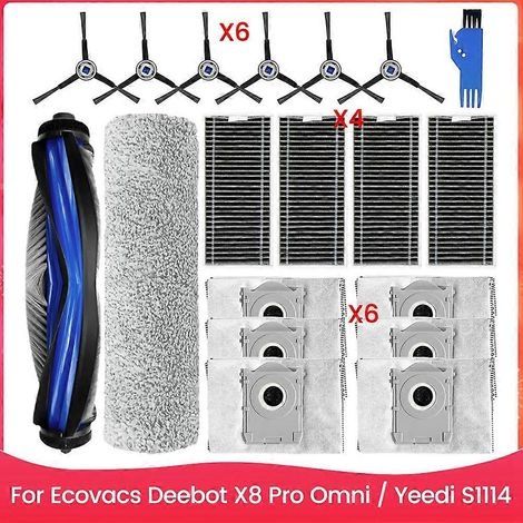 Ensemble de 19 pièces comprenant une brosse, un sac à poussière et un filtre pour aspirateur Ecovacs Deebot X8 Pro Omni et Yeedi S1 4 - Pièces de rechange (1/5)