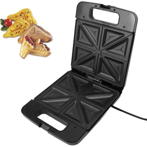Gaufrier triangulaire grande capacité, peut préparer 8 sandwichs à la fois, appareil à petit-déjeuner, appareil à sandwichs, grille-pain, appareil à gâteaux, noir, 220 V, norme européenne. (1/5)