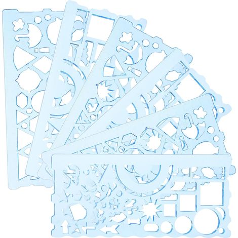 Règle à dessin en plastique bleu 20 cm, kit de 6 pièces PP (1/5)