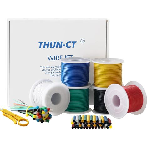 22AWG 0.3mm² Silicone Electric Wire Kit, 6 Colours, 23 ft Tinned Copper Multistrand Flexible Silicone Wire for RC, LED, Electronics, Model Making and DIY (1/5)