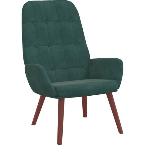 vidaXL Sedia Relax Verde Scuro in Velluto (1/5)