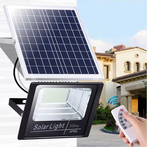 Kit Faro Led Pannello Solare Faretto Crepuscolare 200 W Luce Bianca Telecomando (1/4)