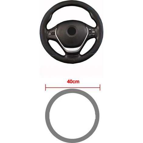 (40 cm Bleu-)Housse de volant en cuir PU gaufré pour voiture ou camion, compatible avec les volants de diamètres de voiture (1/5)