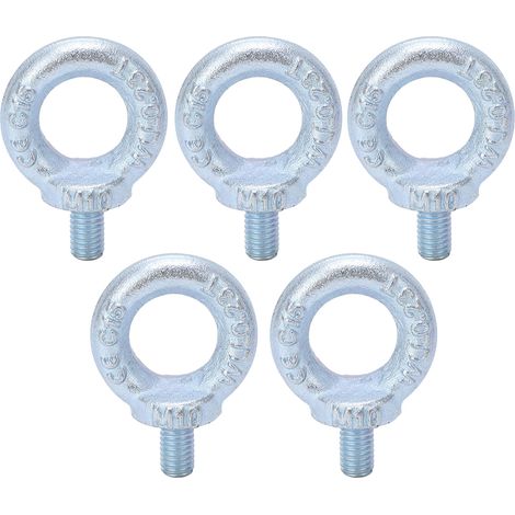 Ortviai Anneau de levage à épaule M10 en acier Q235 zingué blanc – Lot de 5